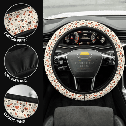 Halloween Car Accessories Steering Wheel Cover Halloween Skull With Heart
