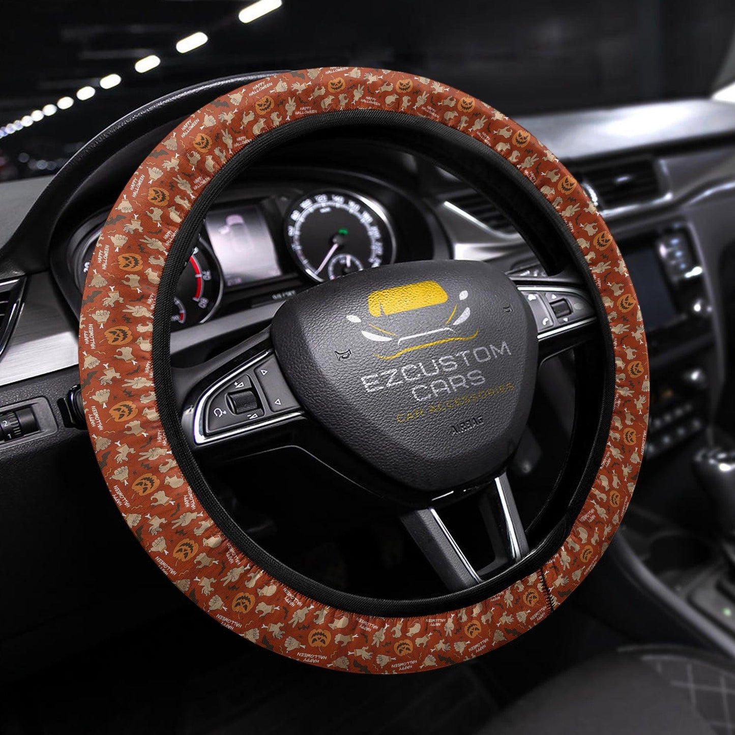 Halloween Car Accessories Steering Wheel Cover Happy Halloween Pattern