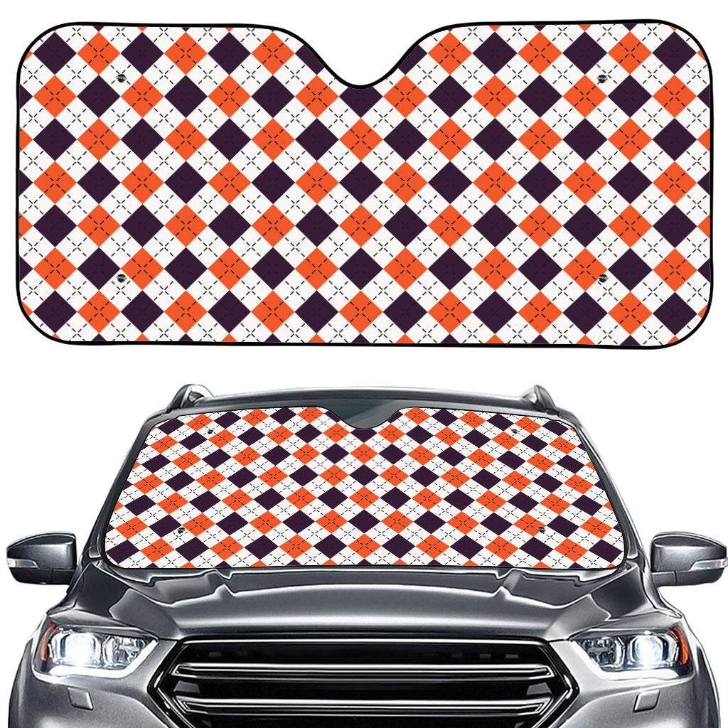Halloween Checked Pattern Print Car Windshield Sun Shade
