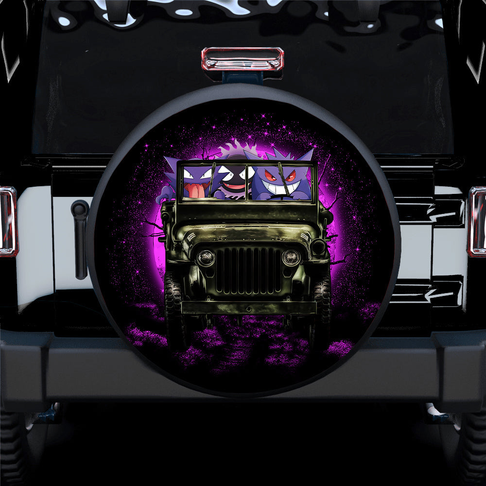 Halloween Gengar Ghost Ride Jeep Funny Moonlight Car Spare Tire Cover