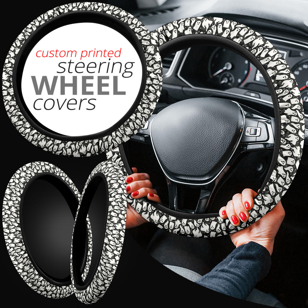 Halloween Ghost Funny Premium Car Steering Wheel Cover