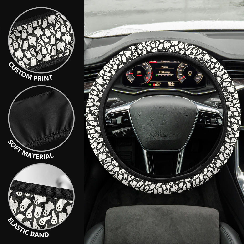 Halloween Ghost Funny Premium Car Steering Wheel Cover