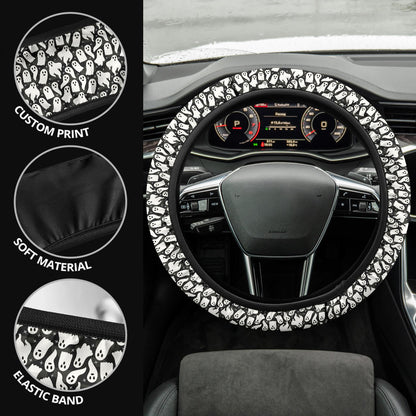 Halloween Ghost Funny Premium Car Steering Wheel Cover