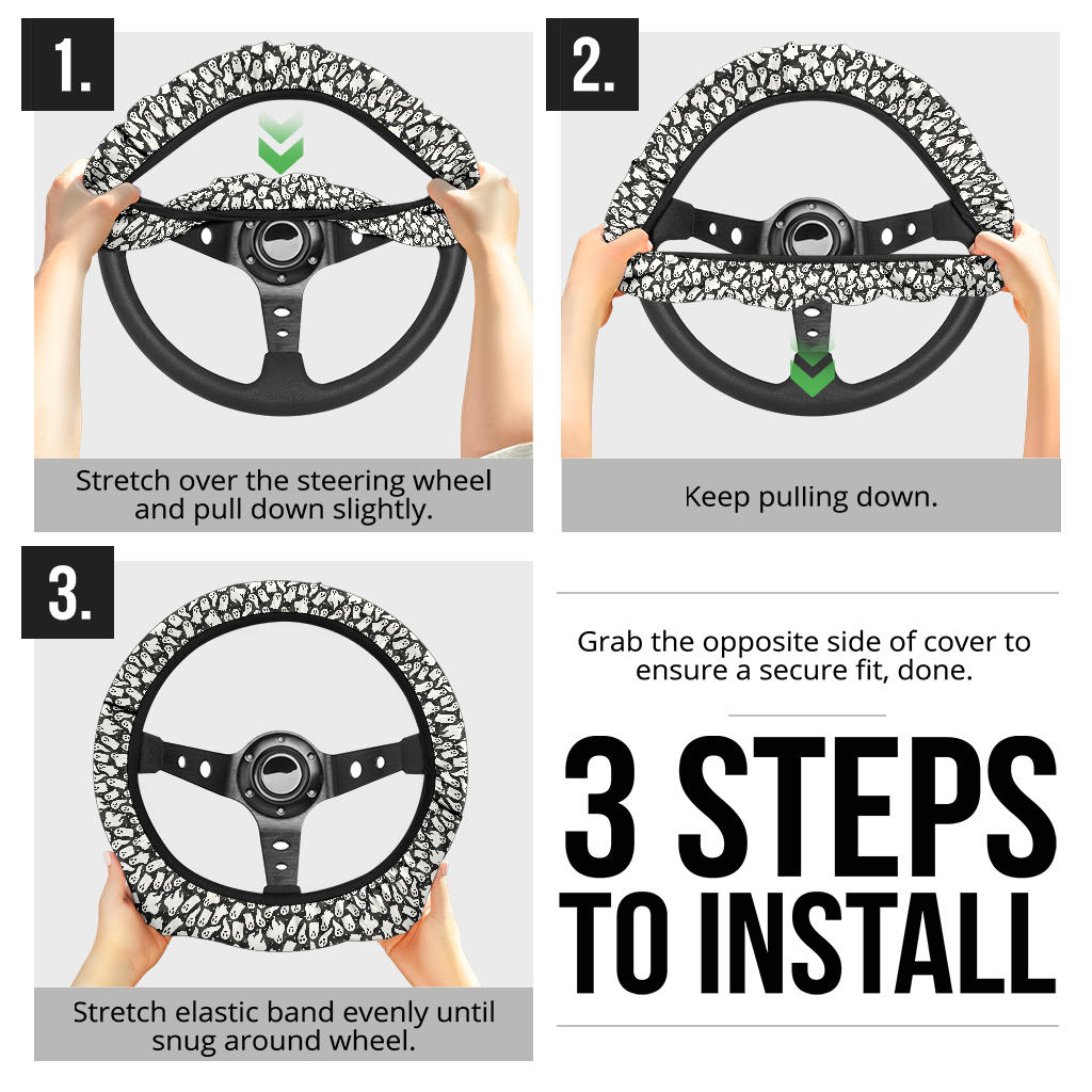 Halloween Ghost Funny Premium Car Steering Wheel Cover