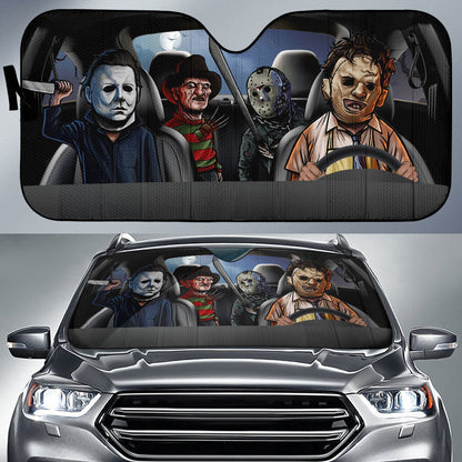 Halloween Horror Movies Driving Car Auto Sunshades