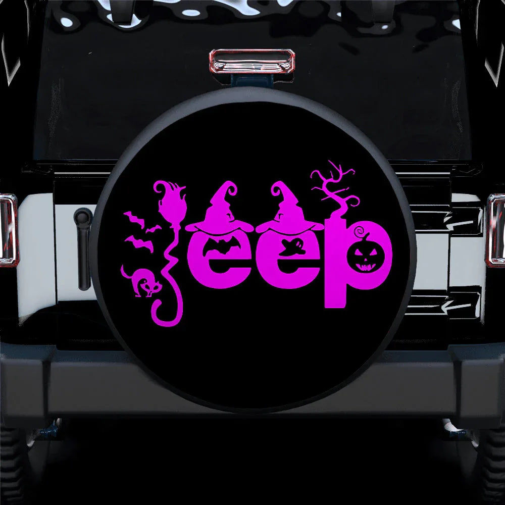 Halloween Jeep Pink Car Leather Spare Tire Cover - PersonalizedFury