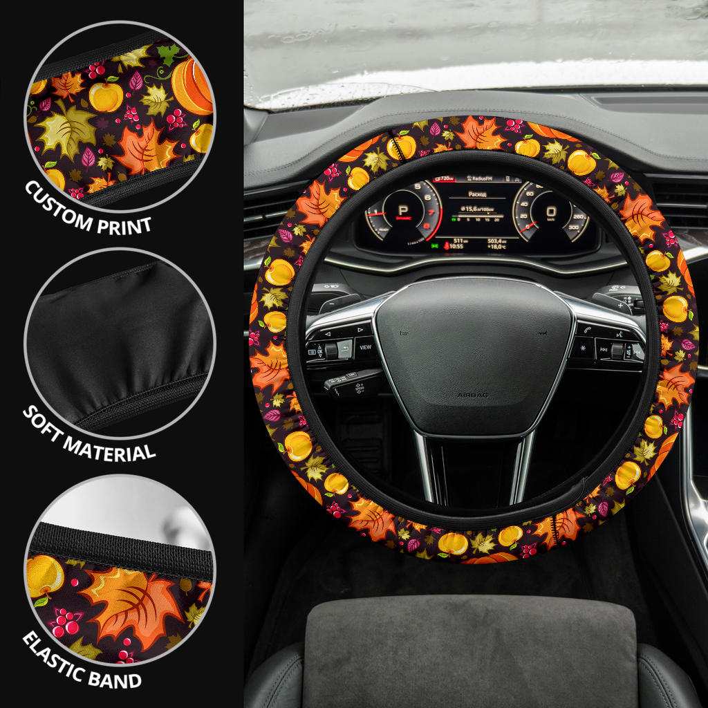 Halloween Pumpkin Premium Car Steering Wheel Cover