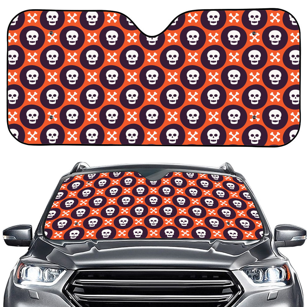 Halloween Skull And Bone Pattern Print Car Windshield Sun Shade