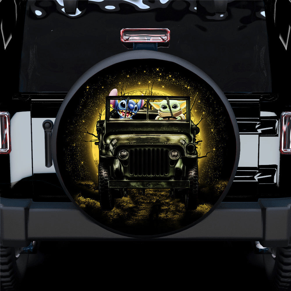 Halloween Stitch Baby Yoda Ride Jeep Funny Moonlight Car Spare Tire Cover