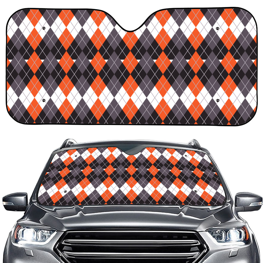 Halloween Themed Argyle Pattern Print Car Windshield Sun Shade