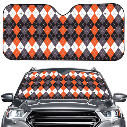 Halloween Themed Argyle Pattern Print Car Windshield Sun Shade