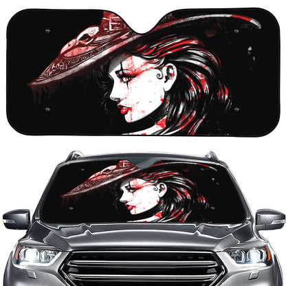 Halloween Vampire Girl Print Car Windshield Sun Shade