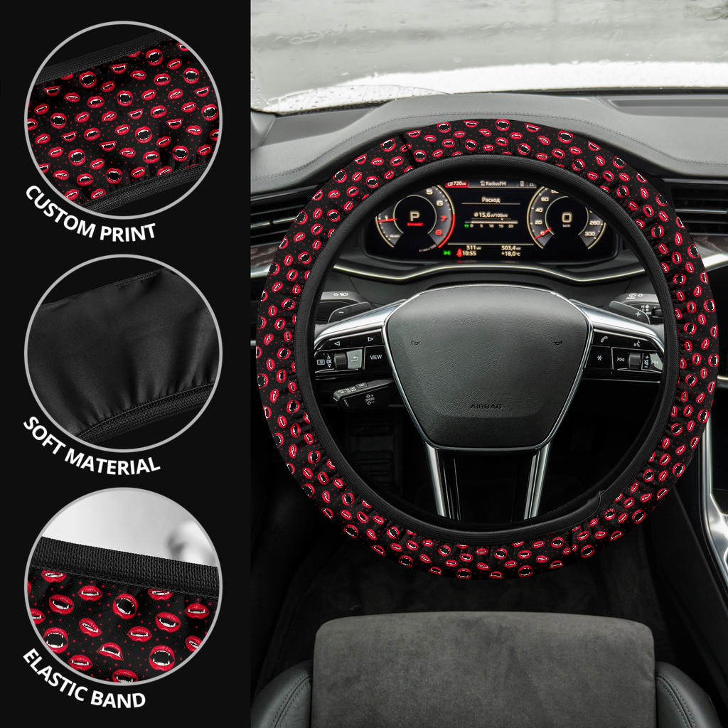 Halloween Vampire Red Funny Clips Premium Car Steering Wheel Cover