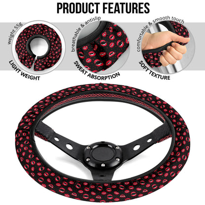 Halloween Vampire Red Funny Clips Premium Car Steering Wheel Cover