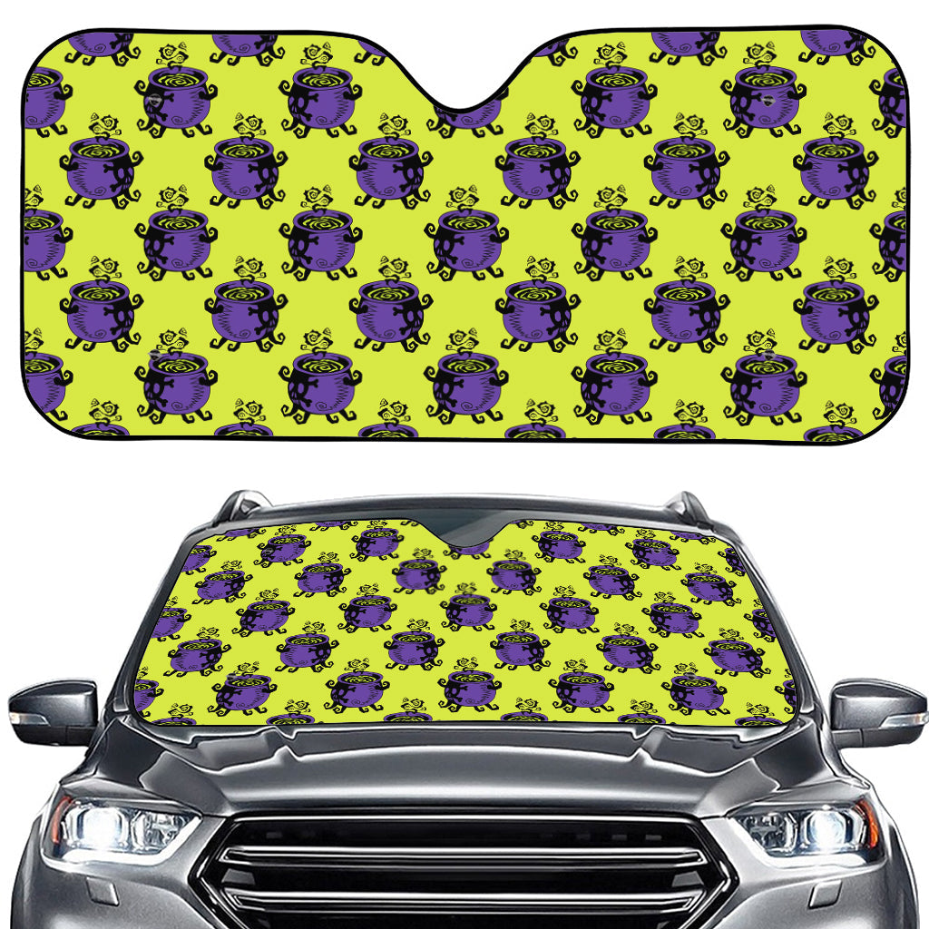 Halloween Witch Cauldron Pattern Print Car Windshield Sun Shade