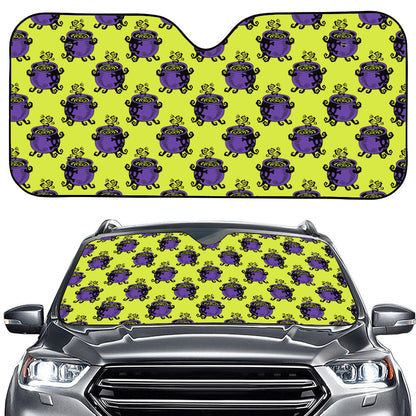Halloween Witch Cauldron Pattern Print Car Windshield Sun Shade