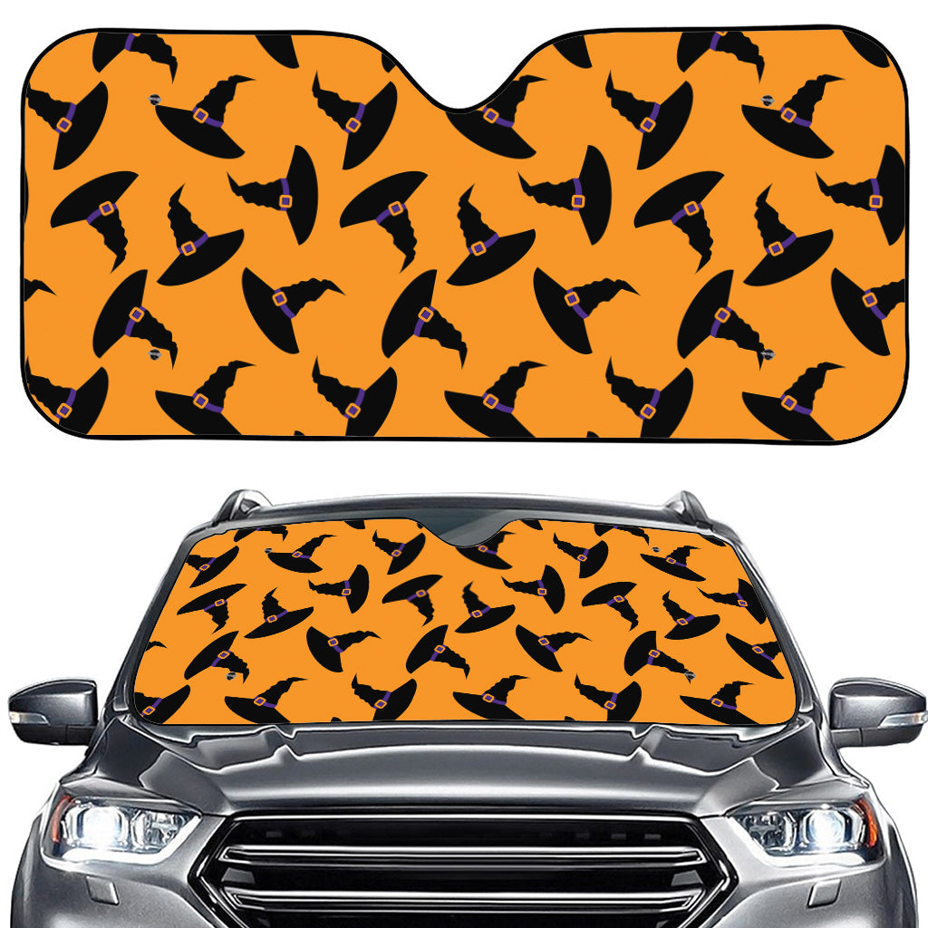 Halloween Witch Hat Pattern Print Car Windshield Sun Shade