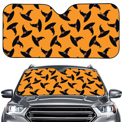 Halloween Witch Hat Pattern Print Car Windshield Sun Shade