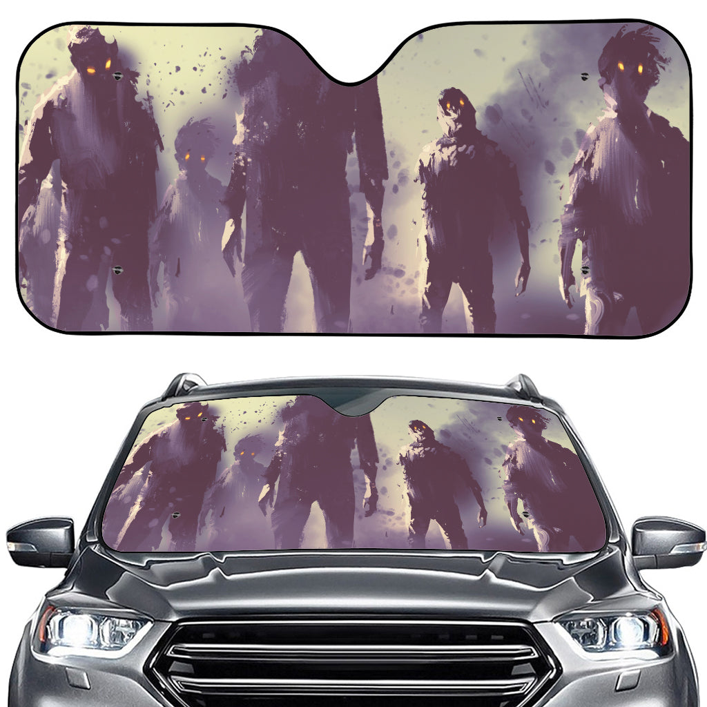 Halloween Zombie Crowd Print Car Windshield Sun Shade