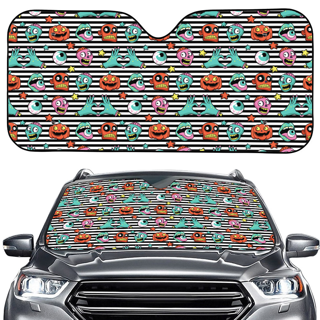 Halloween Zombie Striped Pattern Print Car Windshield Sun Shade
