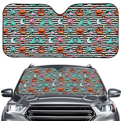 Halloween Zombie Striped Pattern Print Car Windshield Sun Shade