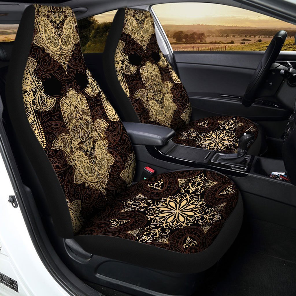 Hamsa Hand Mandala Car Seat Covers Custom Yoga Car Accessories