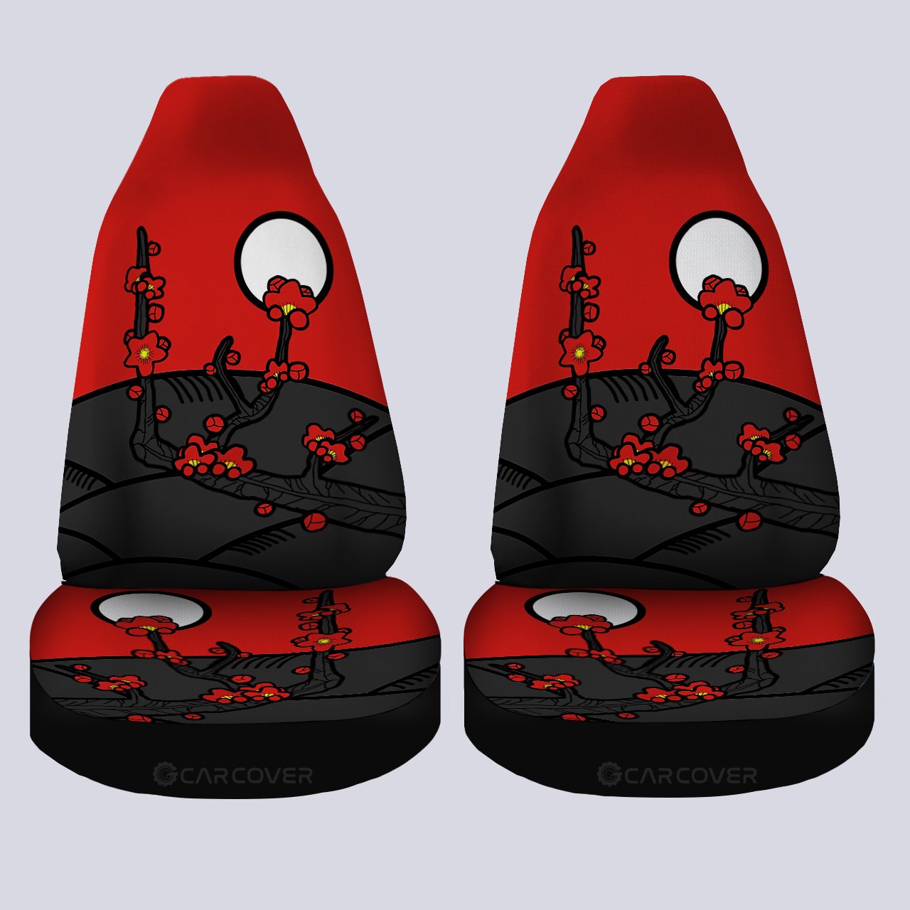 Hanafuda Day Red Car Seat Covers Custom Car Interior Accessories