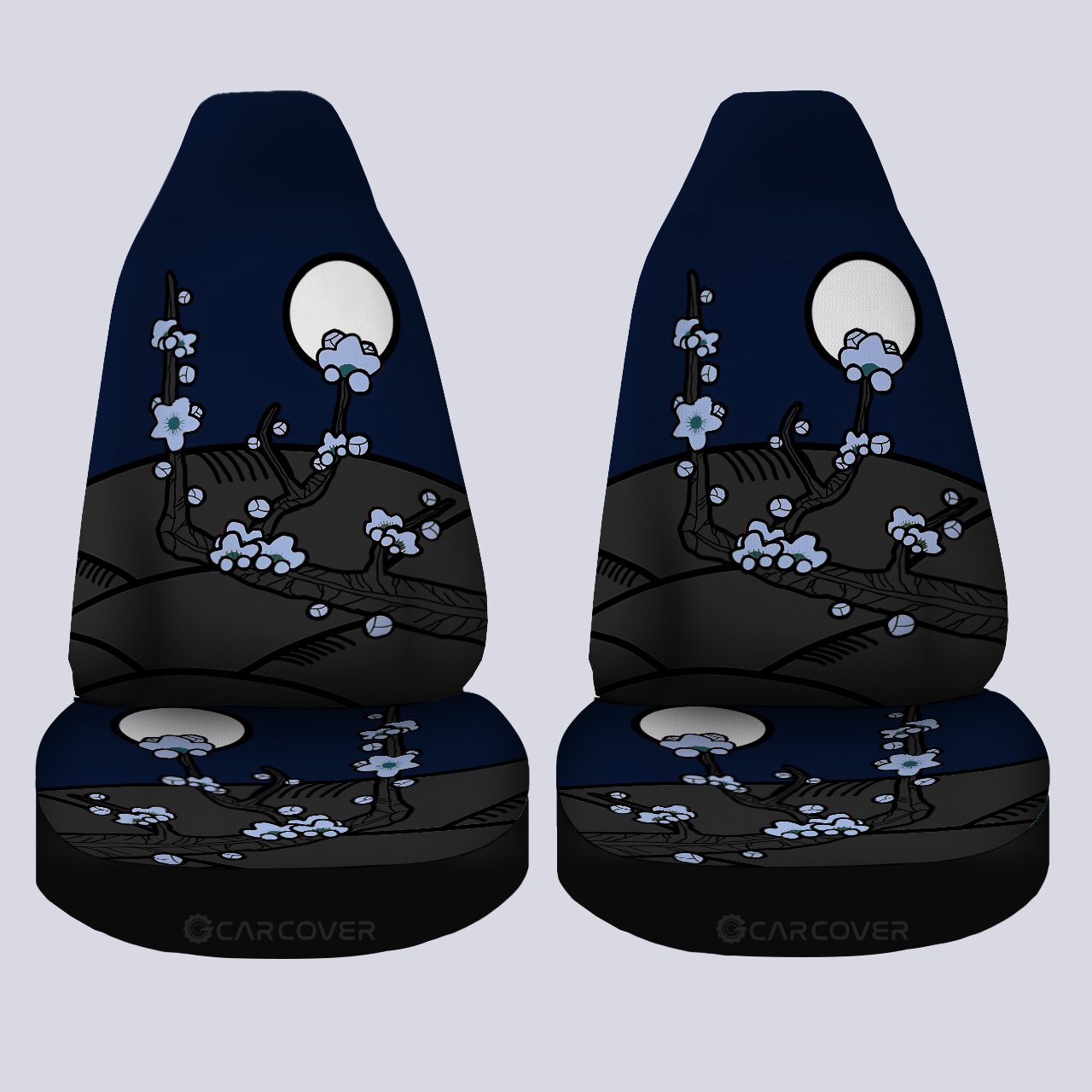 Hanafuda Night Blue Car Seat Covers Custom Car Interior Accessories