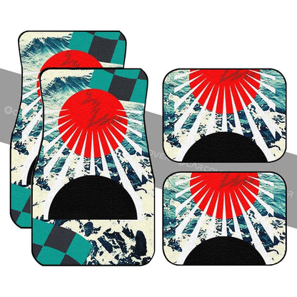 Hanafuda Rising Sun Car Floor Mats Custom Great Wave Car Accessories