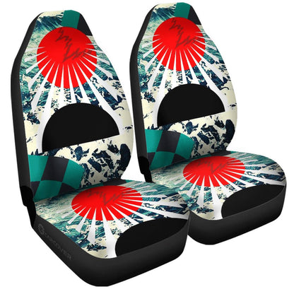 Hanafuda Rising Sun Car Seat Covers Custom Great Wave Car Accessories