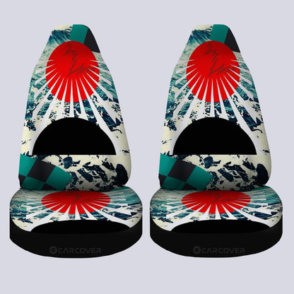 Hanafuda Rising Sun Car Seat Covers Custom Great Wave Car Accessories