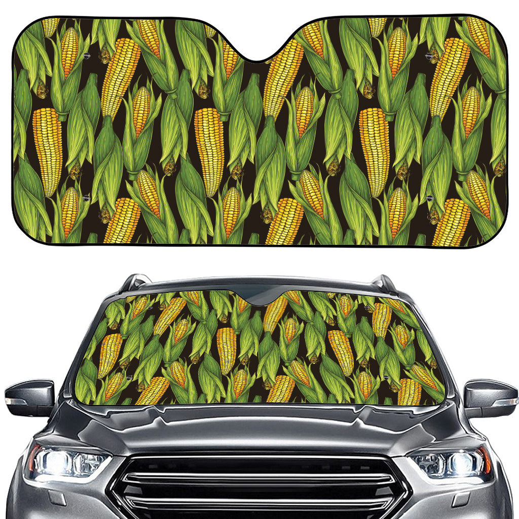 Hand-Drawn Corncob Pattern Print Car Windshield Sun Shade