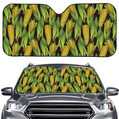 Hand-Drawn Corncob Pattern Print Car Windshield Sun Shade