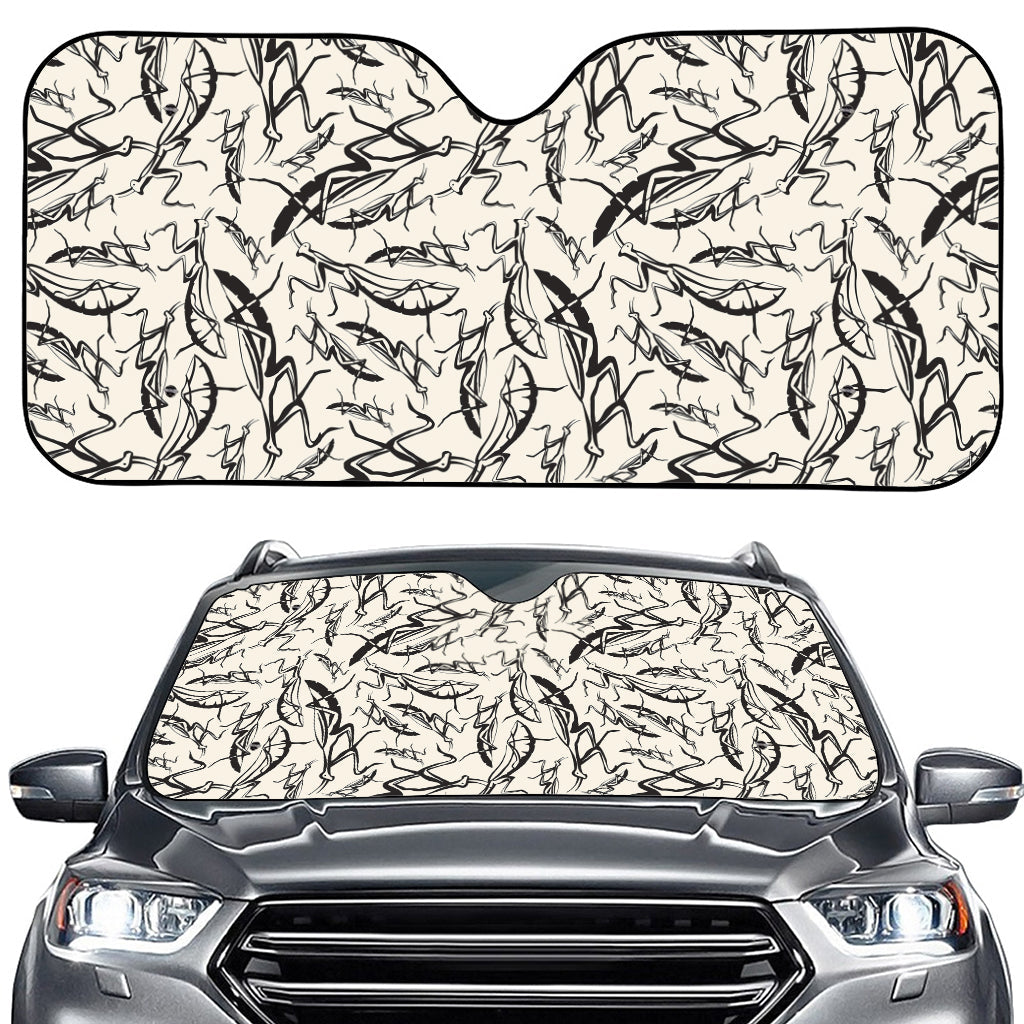 Hand Drawn Mantis Pattern Print Car Windshield Sun Shade
