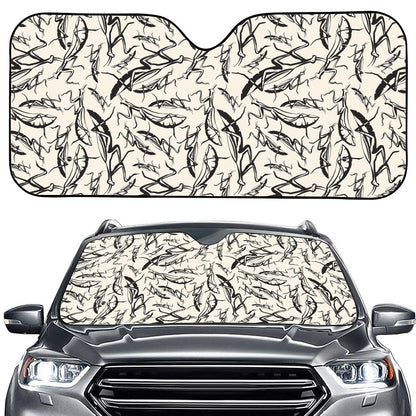 Hand Drawn Mantis Pattern Print Car Windshield Sun Shade