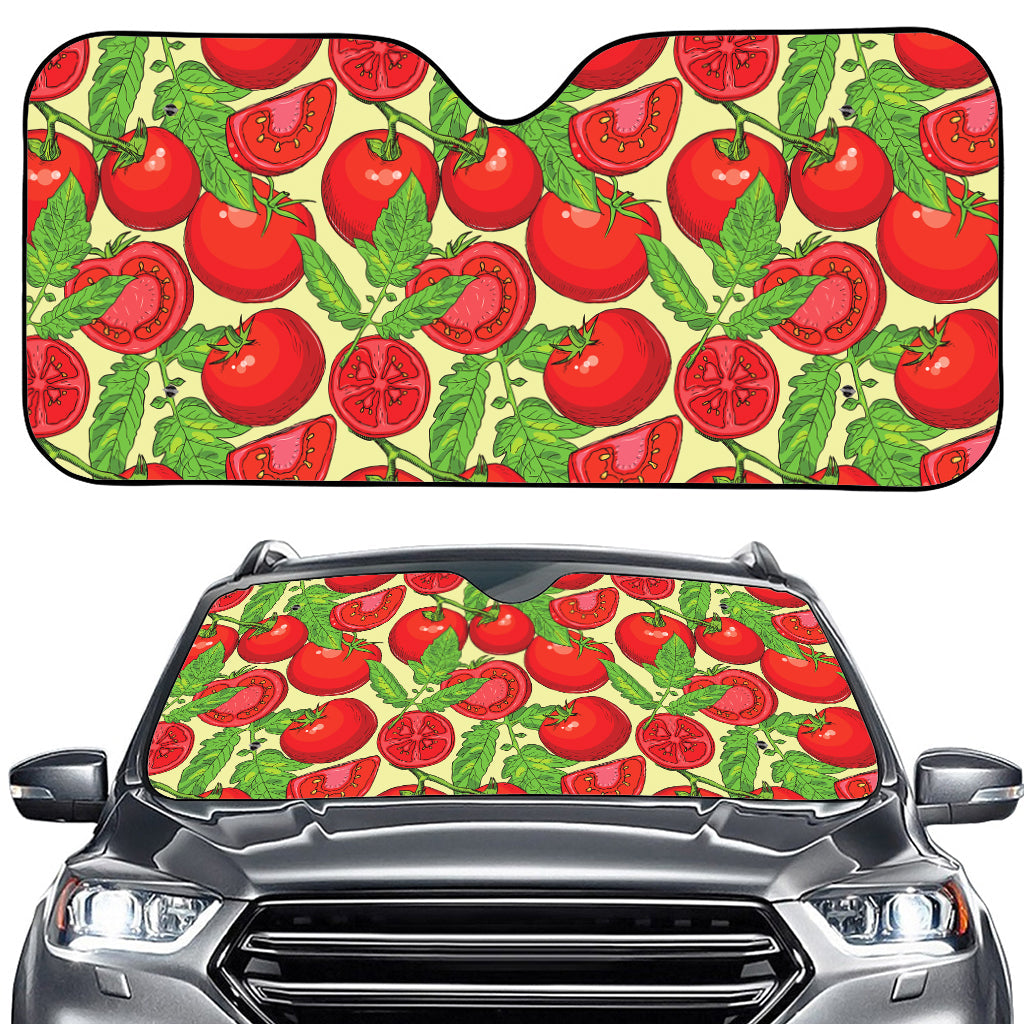Hand Drawn Tomato Pattern Print Car Windshield Sun Shade