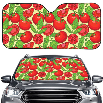 Hand Drawn Tomato Pattern Print Car Windshield Sun Shade