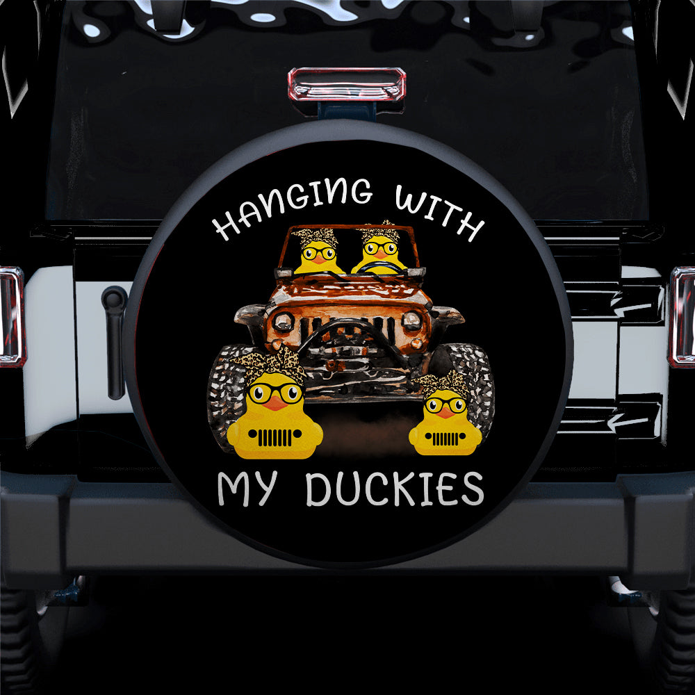 Hanging With My Duckies Orange Jeep Car Spare Tire Cover