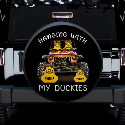 Hanging With My Duckies Orange Jeep Car Spare Tire Cover