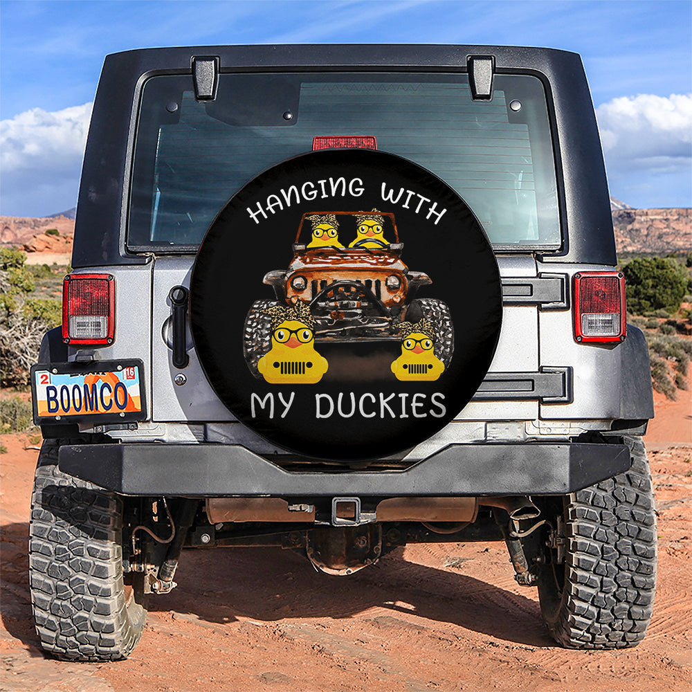 Hanging With My Duckies Orange Jeep Car Spare Tire Cover