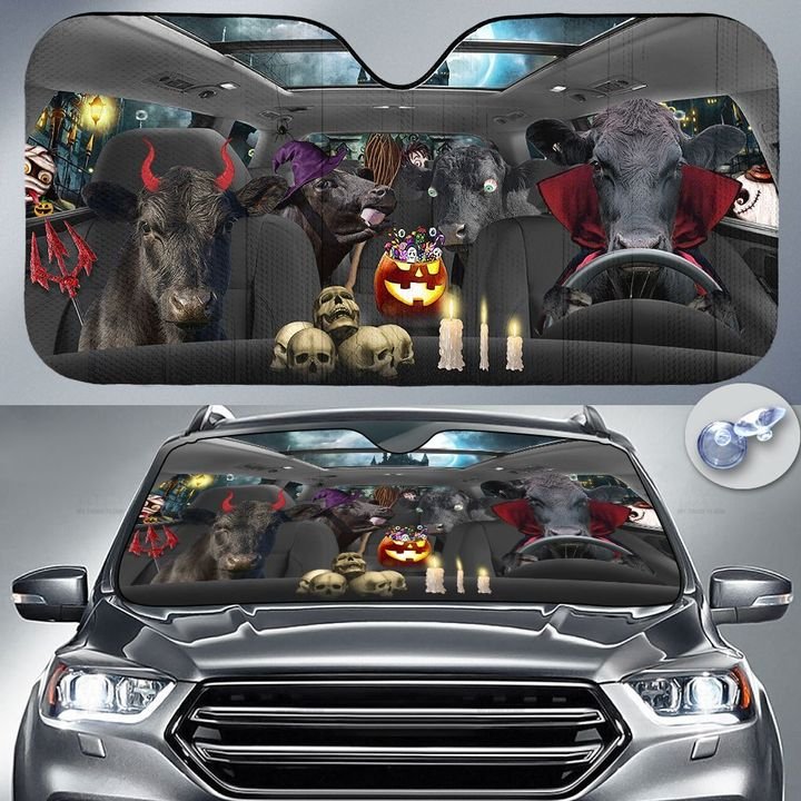 Happy Halloween Black Angus Car 3D Printed Sun Shade