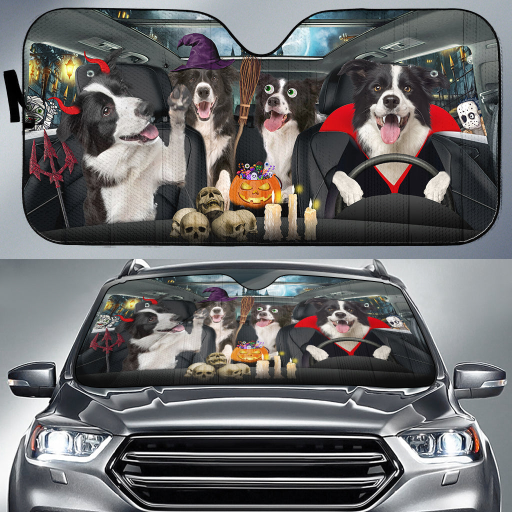 Happy Halloween Border Collie Car 3D Printed Sun Shade