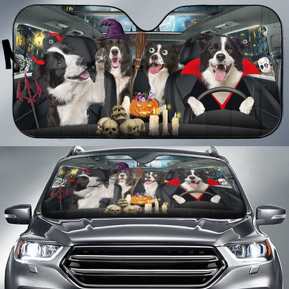 Happy Halloween Border Collie Car 3D Printed Sun Shade