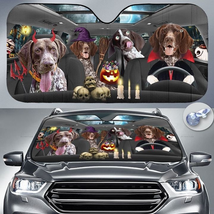 Happy Halloween German Shorthaired Pointer Car 3D Printed Sun Shade