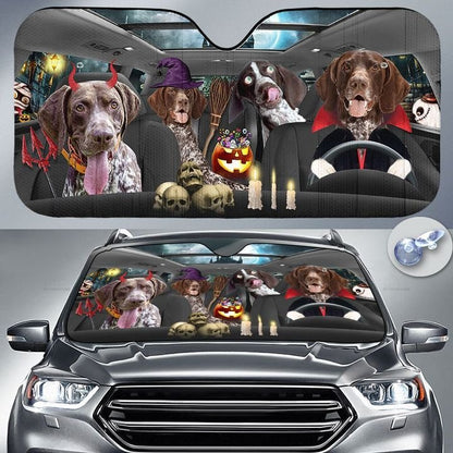 Happy Halloween German Shorthaired Pointer Car 3D Printed Sun Shade