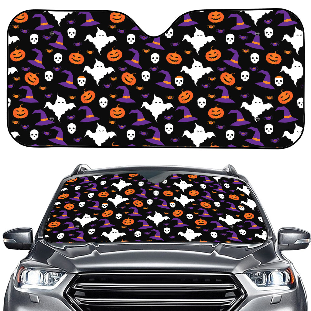 Happy Halloween Ghost Pattern Print Car Windshield Sun Shade