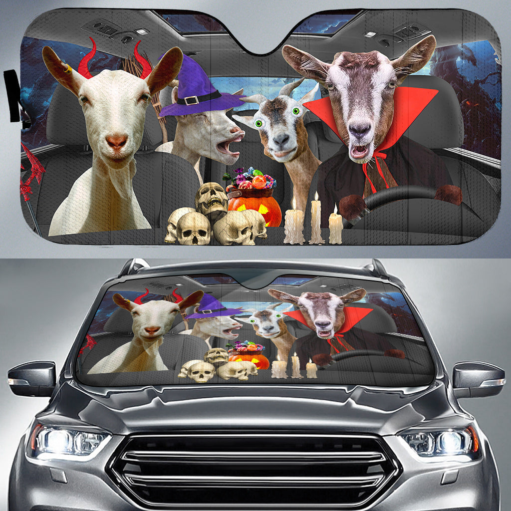 Happy Halloween Goat Car 3D Printed Sun Shade