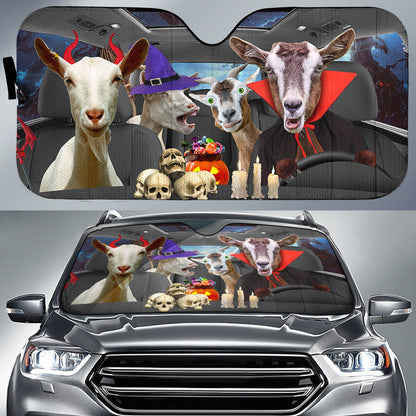 Happy Halloween Goat Car 3D Printed Sun Shade