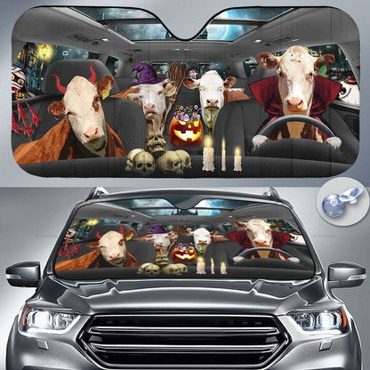 Happy Halloween Hereford Car 3D Printed Sun Shade