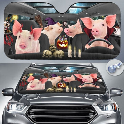Happy Halloween Pig Car 3D Printed Sun Shade